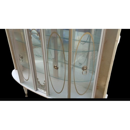 679 - MID CENTURY RETRO CHINA CABINET IN A MARBLE EFFECT FINISH **