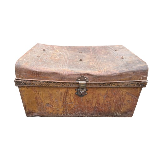 688 - A VINTAGE METAL TRUNK