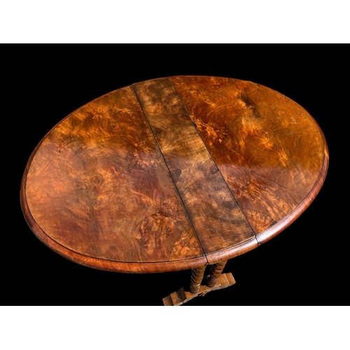 690 - A VICTORIAN NEAT SIZED BURR WALNUT SUTHERLAND TABLE