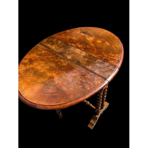 690 - A VICTORIAN NEAT SIZED BURR WALNUT SUTHERLAND TABLE