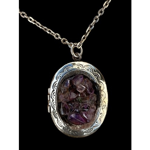 225 - SILVER ROUGH CUT AMETHYST ON SILVER CHAIN