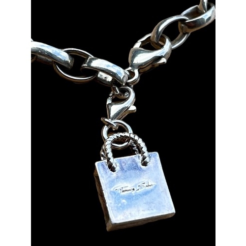 298 - A SILVER BELCHER LINK BRACELET LOBSTER CATCH WITH THOMAS SABO FASHION QUEEN SHOPING BAG CHARM