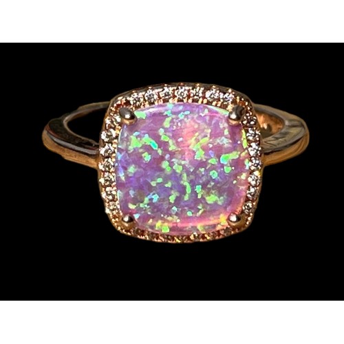 505A - A GOLD PLATED SILVER OPAL SET RING