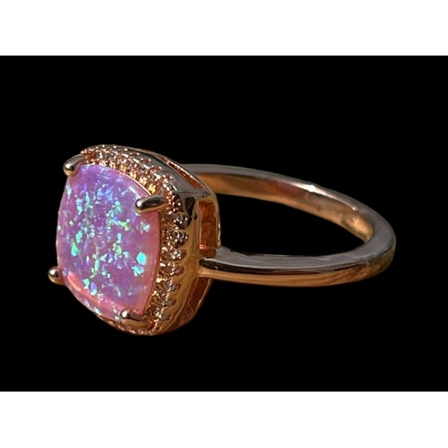 505A - A GOLD PLATED SILVER OPAL SET RING