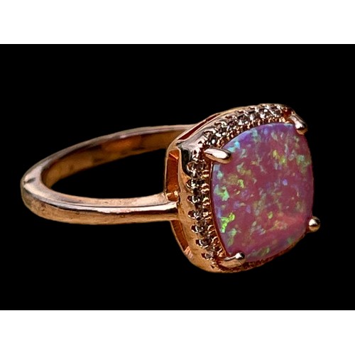 505A - A GOLD PLATED SILVER OPAL SET RING