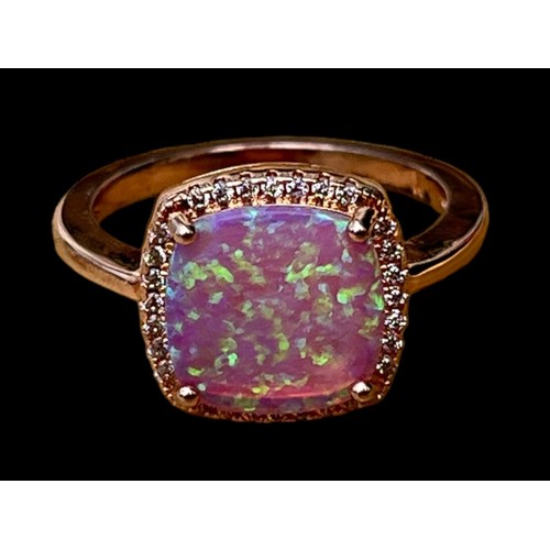 505A - A GOLD PLATED SILVER OPAL SET RING