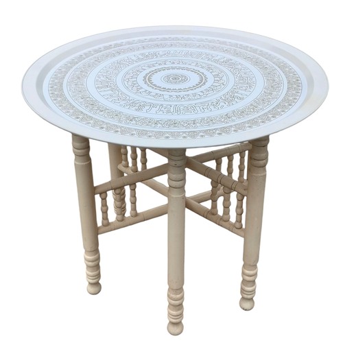 53 - A PAINTED TABLE BASE WITH WHITE METAL TOP 24