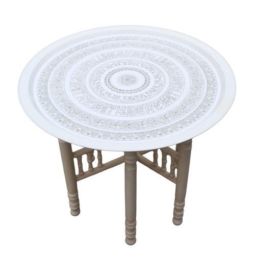 53 - A PAINTED TABLE BASE WITH WHITE METAL TOP 24