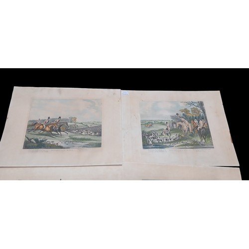 105 - A SERIES OF 5 ANTIQUE COLOURED ETCHINGS