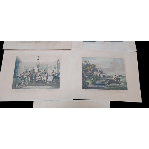 105 - A SERIES OF 5 ANTIQUE COLOURED ETCHINGS