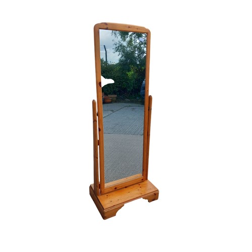 38 - A PINE CHEVAL MIRROR