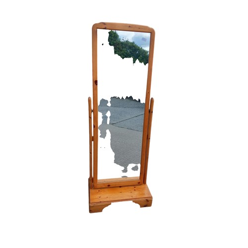 38 - A PINE CHEVAL MIRROR