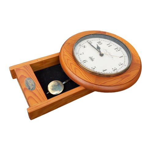 61 - A DROP DAIL STYLE PINE MODERN CLOCK