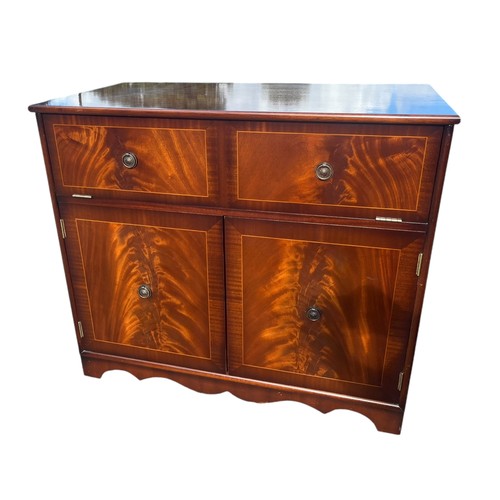 62 - AN INLAID MAHOGANY ENTERTAIMENT UNIT could be used as a drinks cabinet