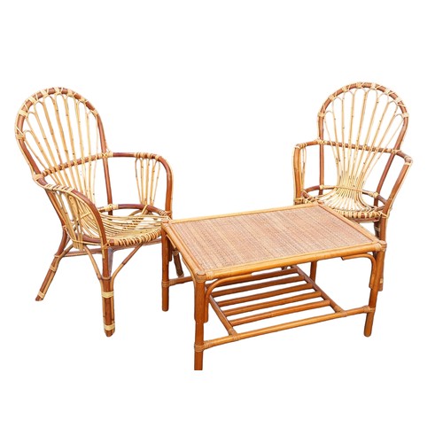 72 - PAIR OF WICKER CHAIRS AND TABLE