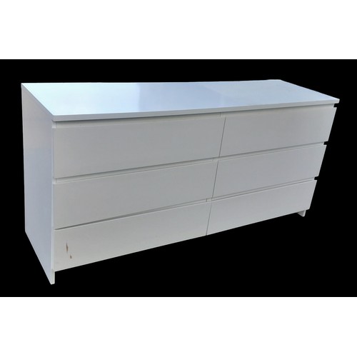 74 - A WHITE 6 DRAWER SIDE BY SIDE CHEST