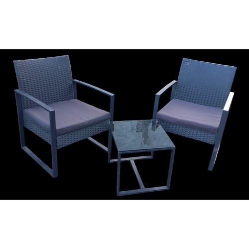 83 - A BISTRO SET OF 2 ARMCHAIR AND SMALL GLASS TOP TABLE