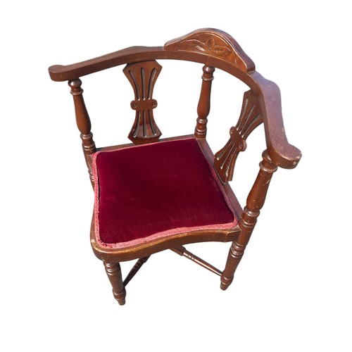 92 - A MAHOGANY CORNER CHAIR