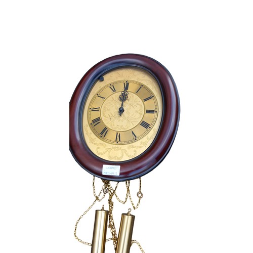 94 - MAHOGANY OVAL BRASS DIAL WALL CLOCK