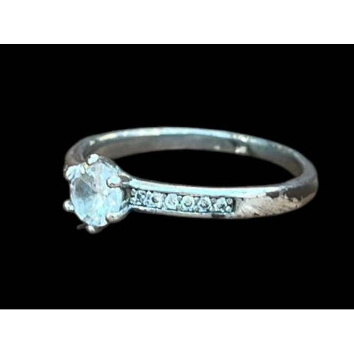 187 - A SILVER GEMSET SOLITAIRE RING