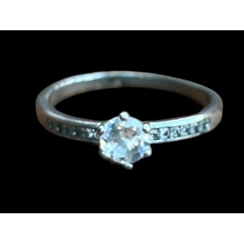 187 - A SILVER GEMSET SOLITAIRE RING