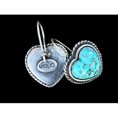 215 - A PAIR OF MIGLIO SILVER & TURQUOISE EARRINGS