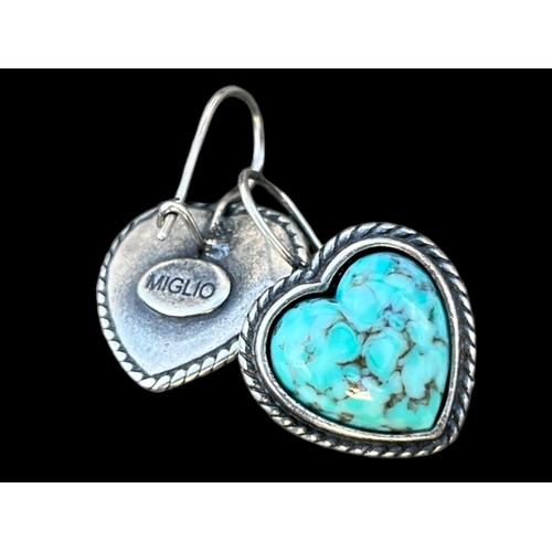 215 - A PAIR OF MIGLIO SILVER & TURQUOISE EARRINGS