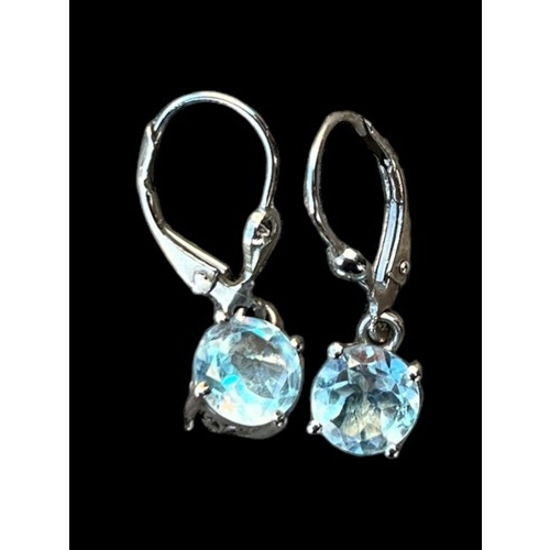 224 - A PAIR OF SILVER AQUAMARINE EARRINGS