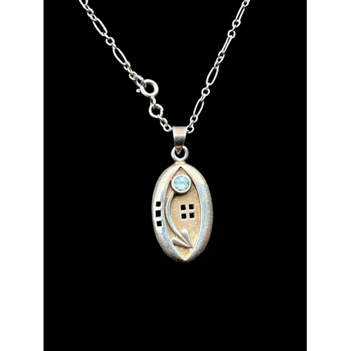 239 - A SILVER RENNIE MACINTOSH PENDANT ON A SILVER CHAIN