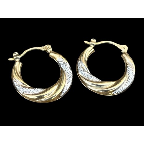 247 - A PAIR OF 9ct 2 COLOUR GOLD EARRINGS  WHITE AND YELLOW