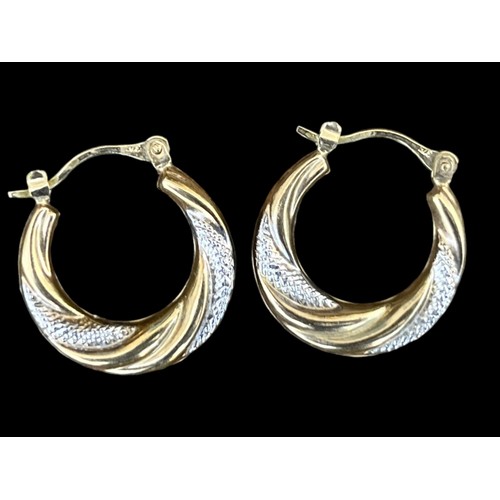 247 - A PAIR OF 9ct 2 COLOUR GOLD EARRINGS  WHITE AND YELLOW