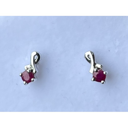 270 - A PAIR OF SILVER RUBY EARRINGS