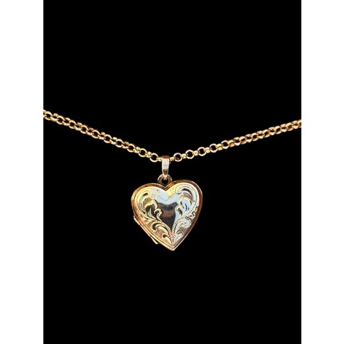 271 - A 9ct HEART LOCKET ON GOLD TONE CHAIN