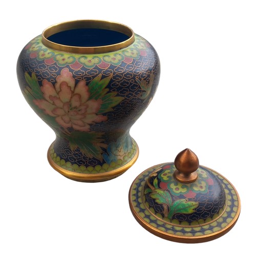 389 - A SMALL CLOISONNE TEMPLE JAR