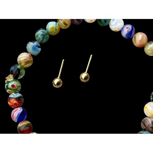 265 - BOXED 24ct GOLD PLATED EARRINGS AND MULTI GEM BRACELET