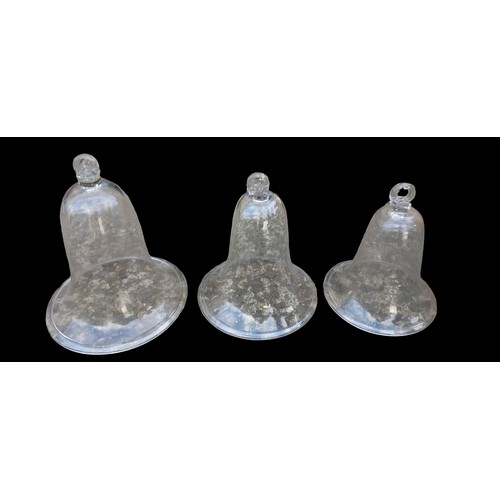 341 - 3 GRADUATED GLASS BELL DOMES