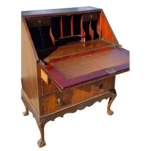 347 - A FALL FRONT WRITING BUREAU ON CLAW & BALL LEGS