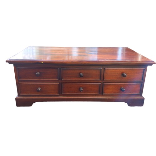 352 - MAHOGANY 6 DRAWER DOUBLE SIDED COFFEE TABLE