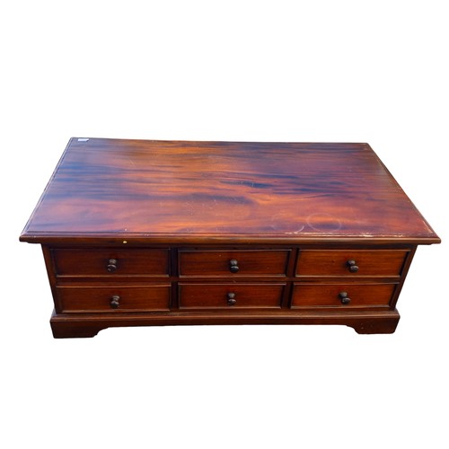 352 - MAHOGANY 6 DRAWER DOUBLE SIDED COFFEE TABLE