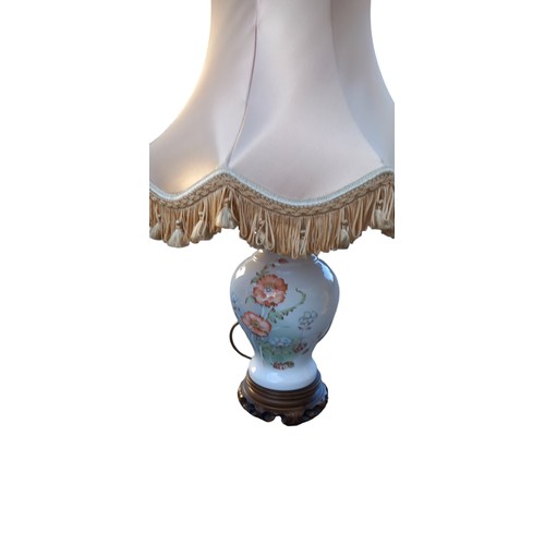 354 - A FLORAL TABLE LAMP AND 2 OTHERS