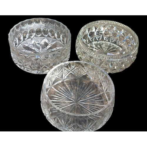 371 - 3 ASSORTED CRYSTAL FRUIT BOWLS