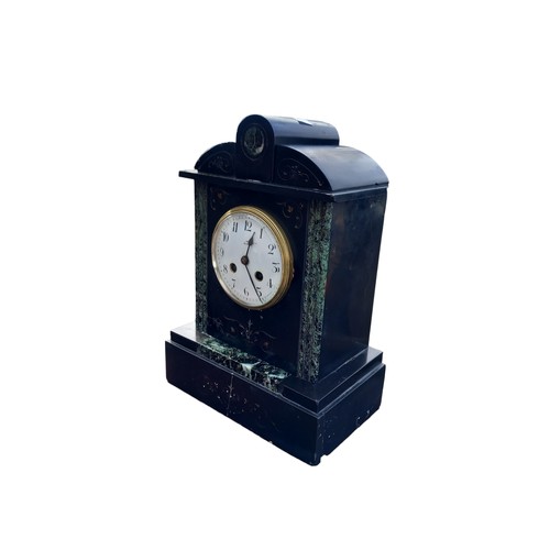 375 - BLACK MARBLE MANTLE CLOCK 9x12