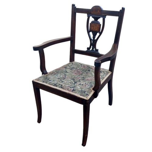 381 - ANTIQUE INLAID CHAIR