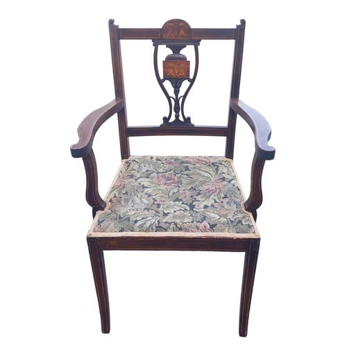 381 - ANTIQUE INLAID CHAIR