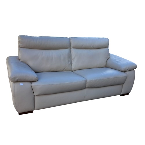 409 - A BIEGE ITALIAN DESIGNER LEATHER 3 SEATER SETTEE