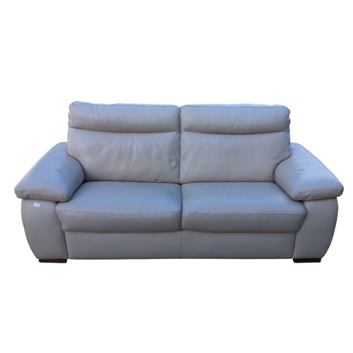 409 - A BIEGE ITALIAN DESIGNER LEATHER 3 SEATER SETTEE