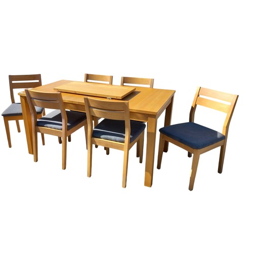 414 - OAK EXTENDING TABLE AND 6 CHAIRS