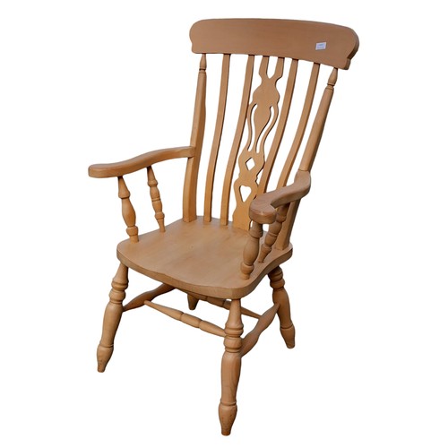 415 - LARGE COUNTRY PINE ARMCHAIR