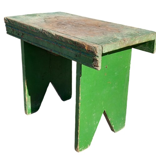 420 - AN ANTIQUE PINE STOOL