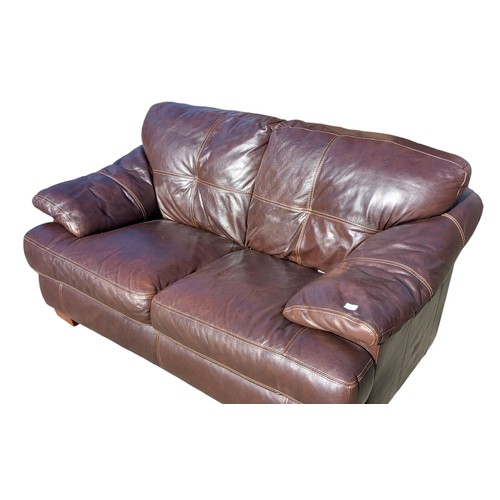 424 - BROWN LEATHER SOFA